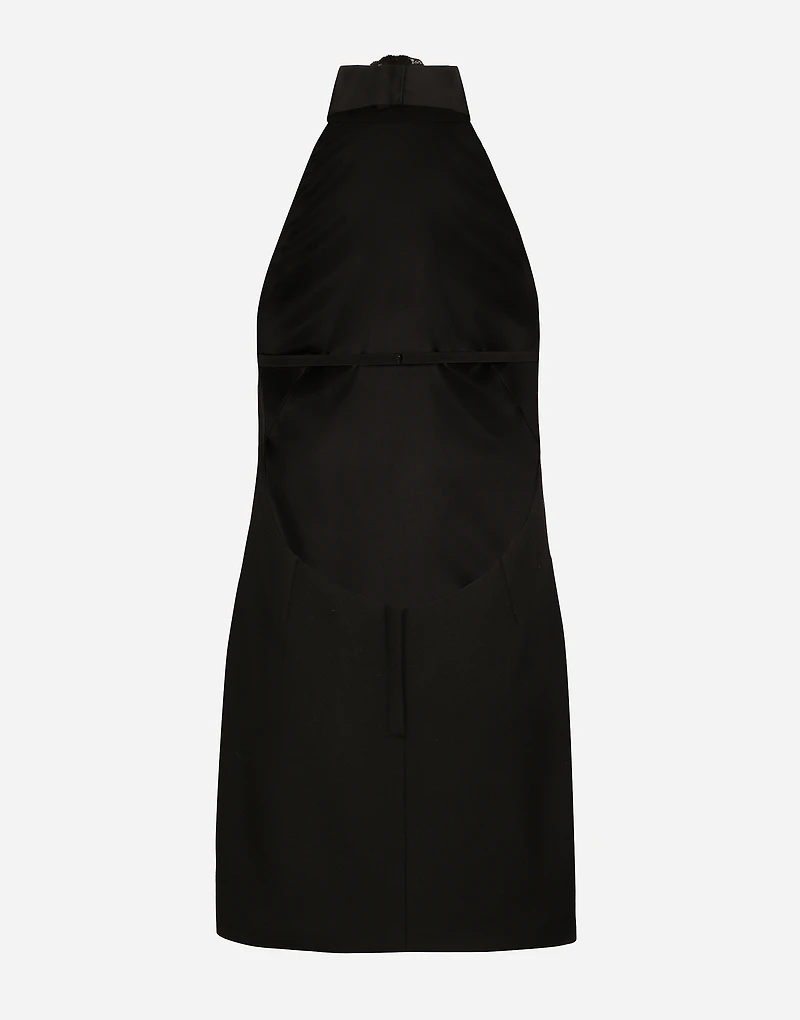 Short woolen dress with rear neckline