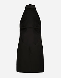 Short woolen dress with rear neckline