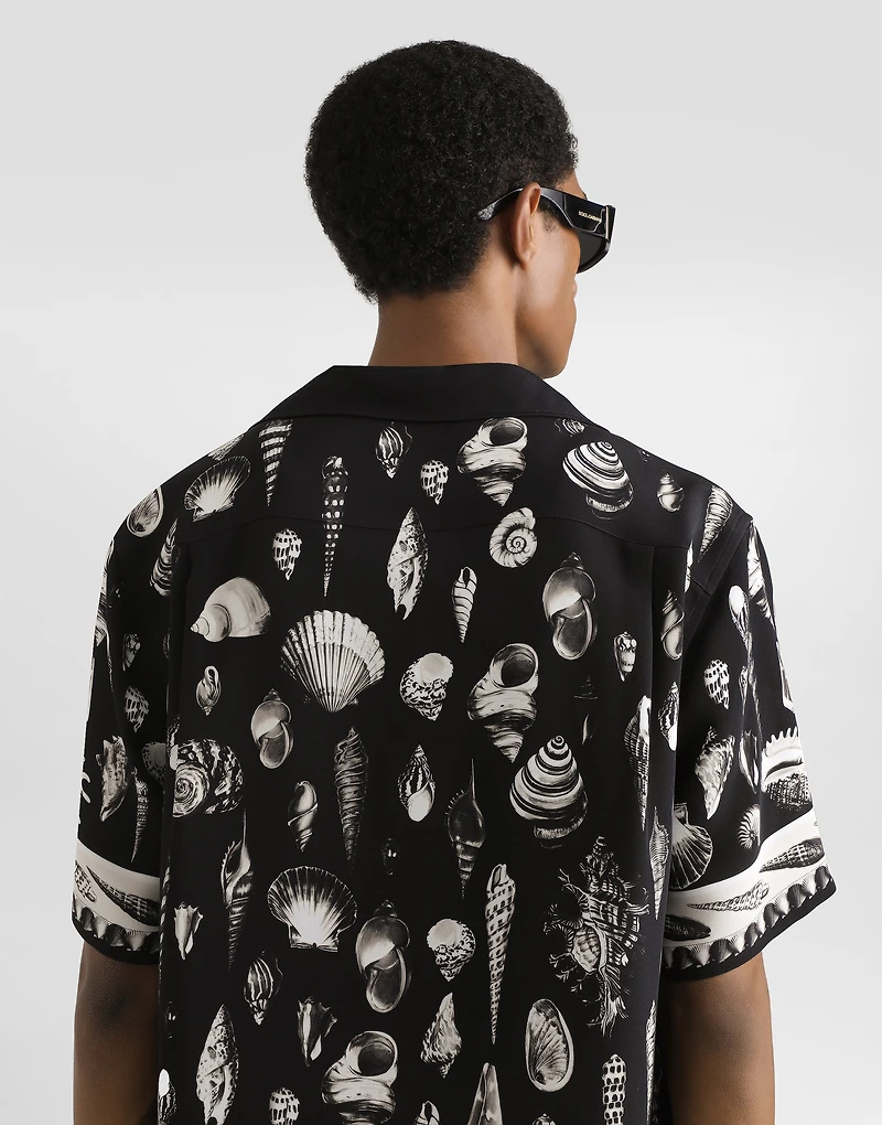 shell-print crêpe marocaine hawaii shirt