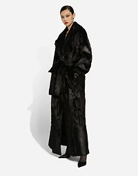 Goatskin coat with belt