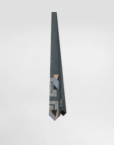 Vintage-print twill tie