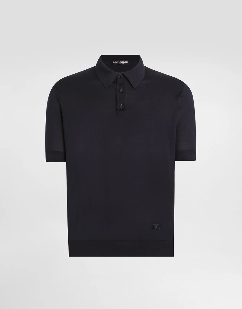 Satin silk polo shirt