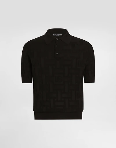 Silk polo-shirt with jacquard logo