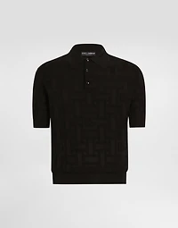 Silk polo-shirt with jacquard logo