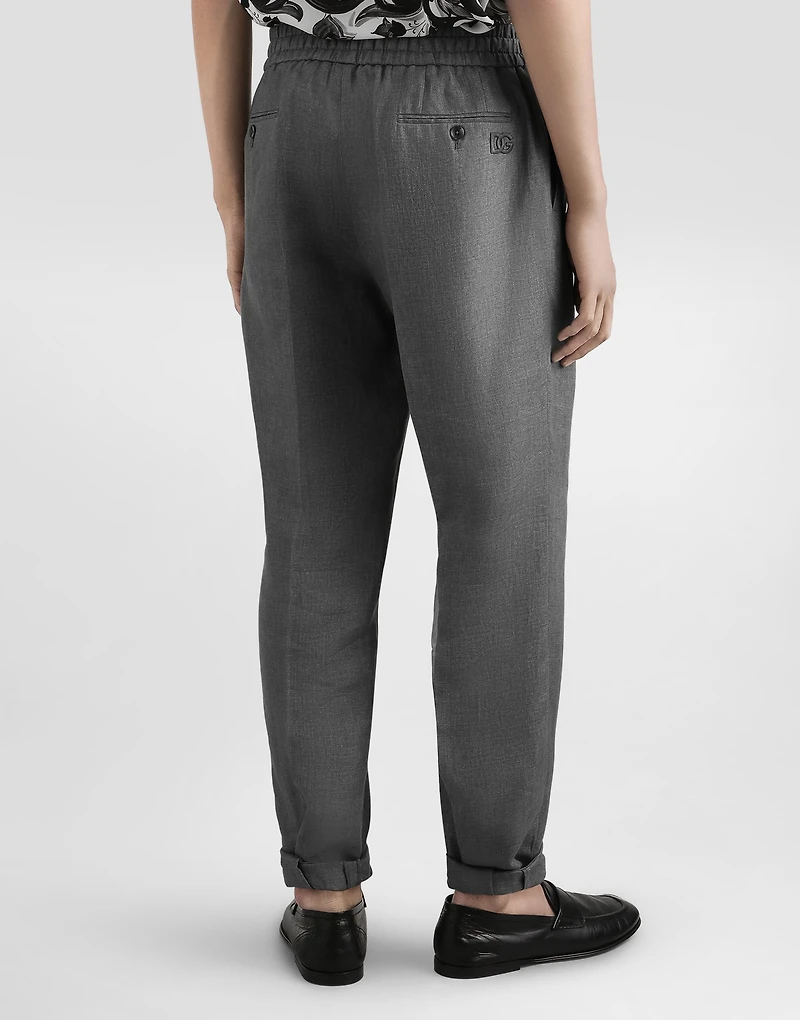 Washed linen canvas jogging trousers