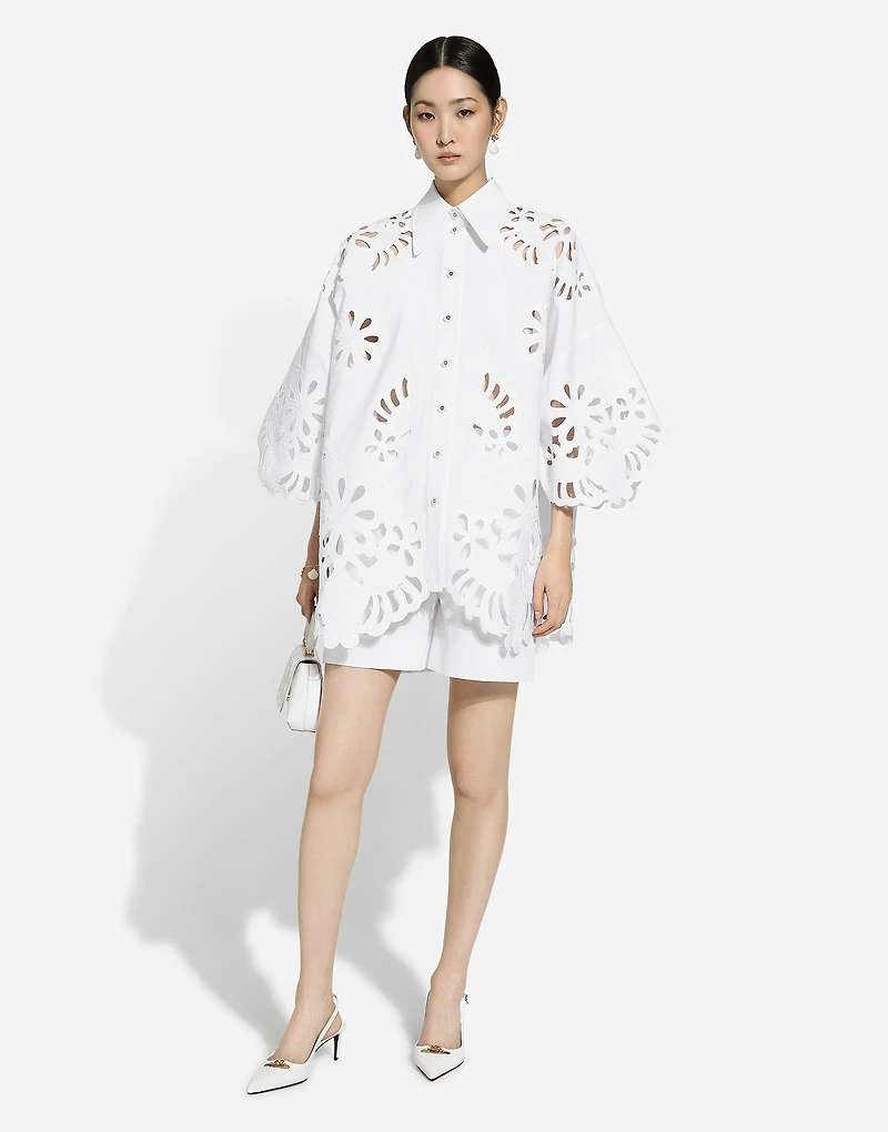 Oversize cotton shirt with cut-out detailing