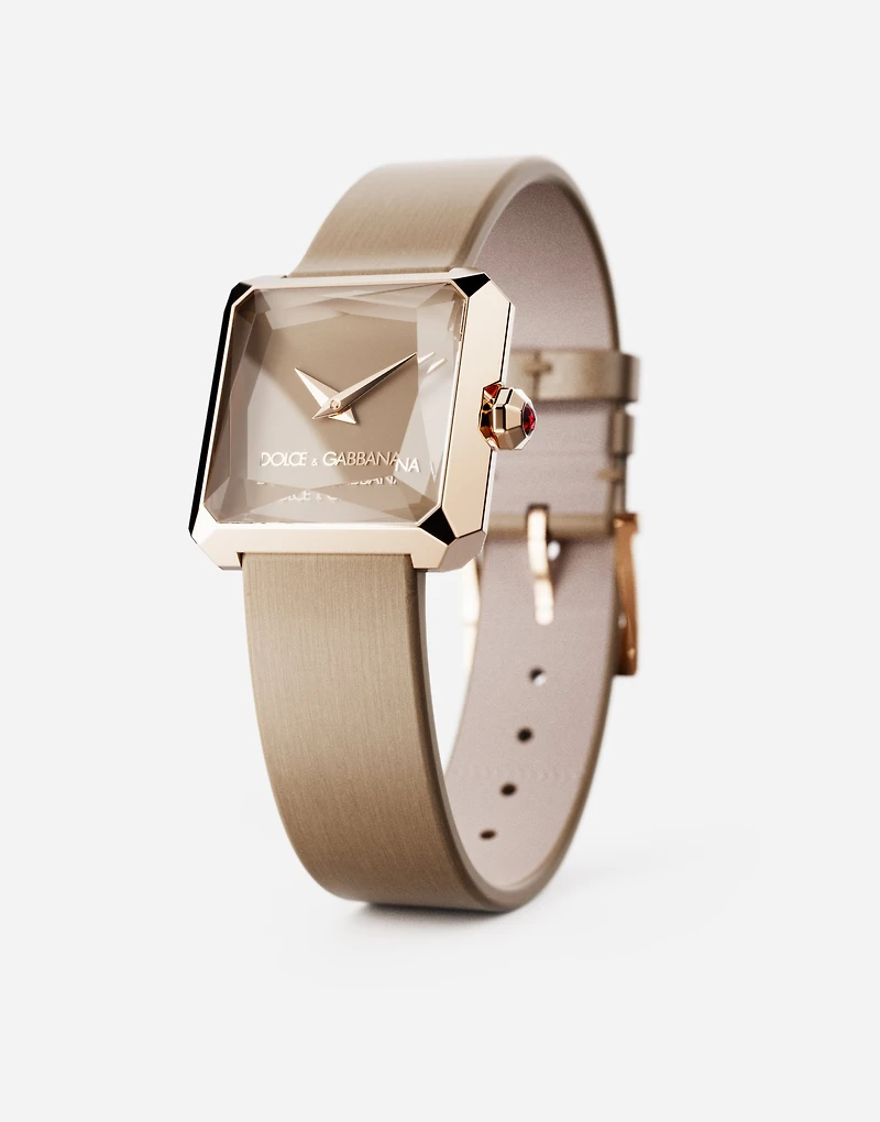 Gold watch with silk strap