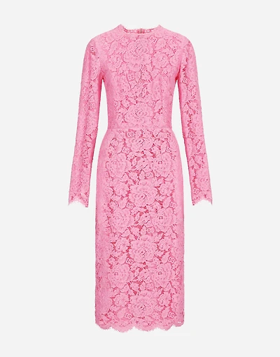 Branded floral cordonetto lace sheath dress
