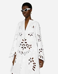 Long cotton caftan with cut-out detailing