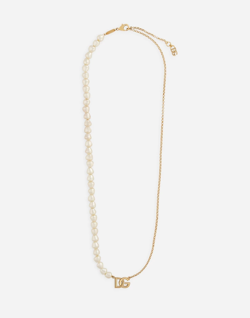 Link necklace with pearls and DG logo