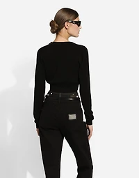 Wool cardigan with plunging necklace