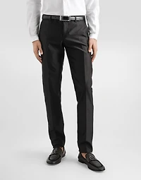 Double-breasted mikado shantung silk suit