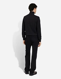 Zip-up cashmere turtle-neck sweater