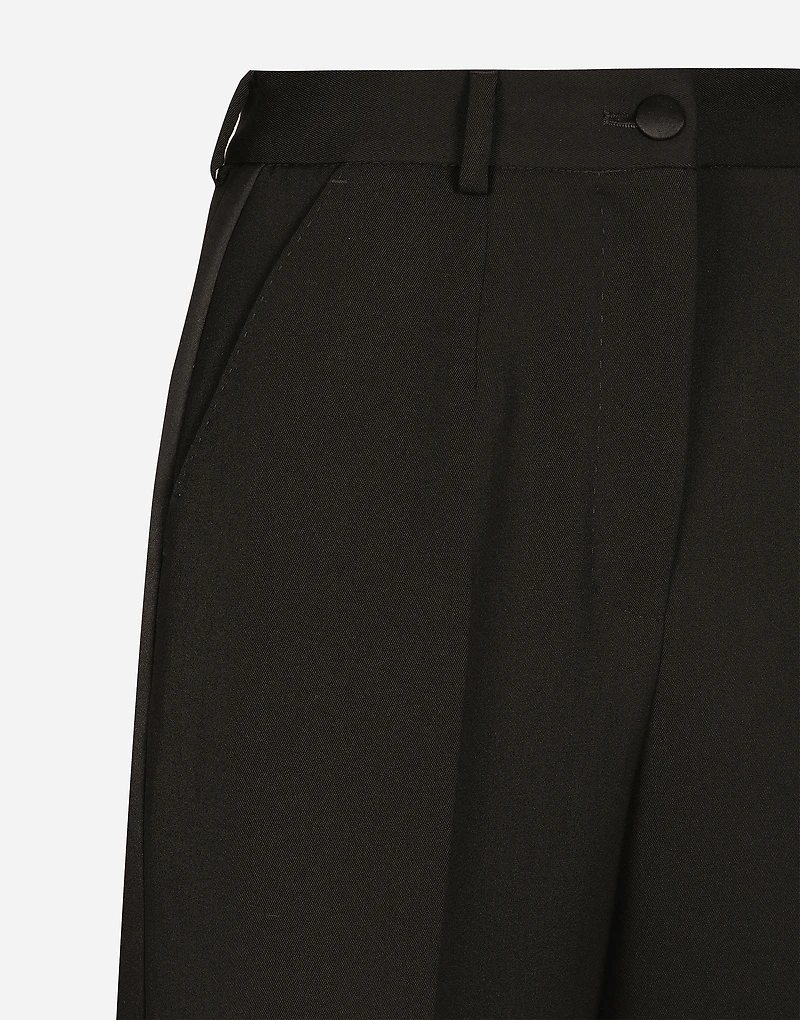 Wool gabardine tuxedo pants