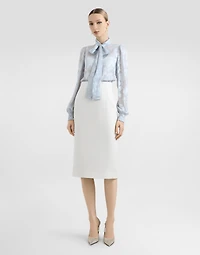 Floral fil coupé jacquard chiffon shirt