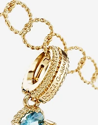 Charm R Lettering 18-carat yellow gold and multicolored gems