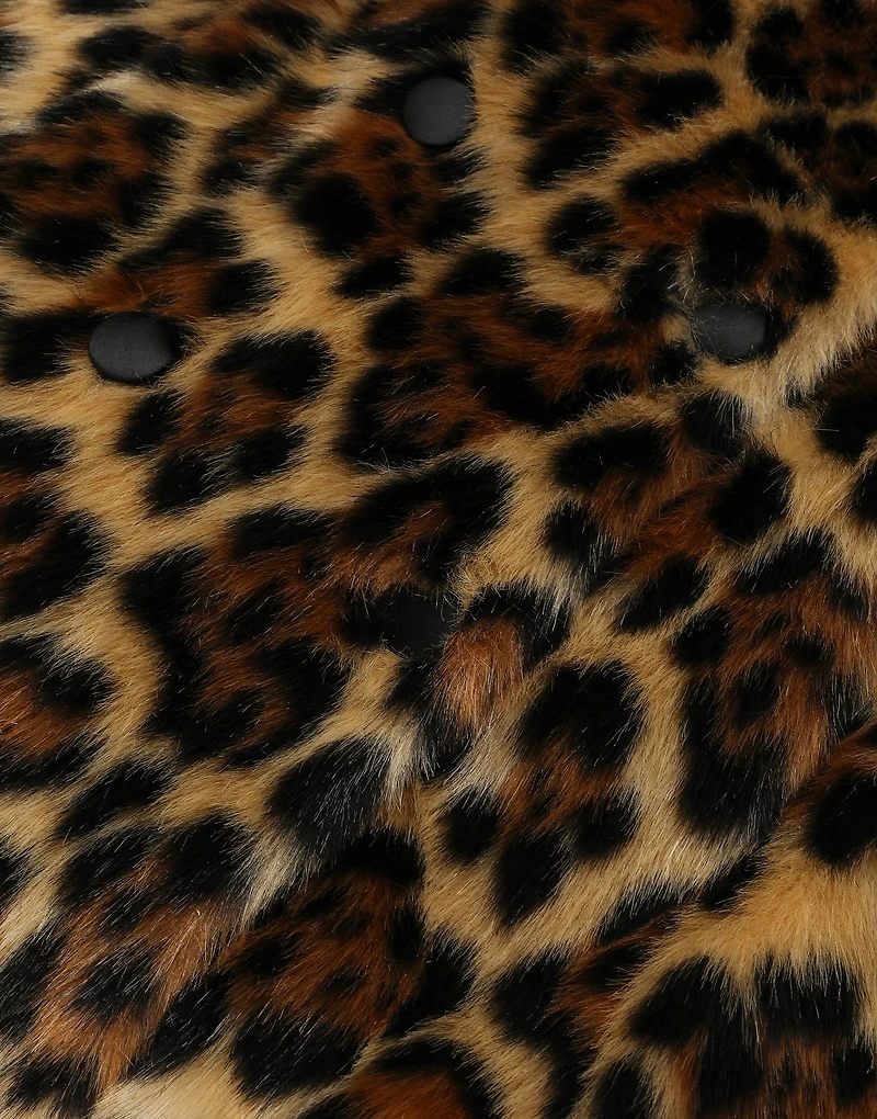 Long leopard-print faux fur coat