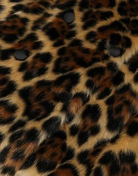 Long leopard-print faux fur coat