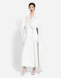 Double-breasted wool cape