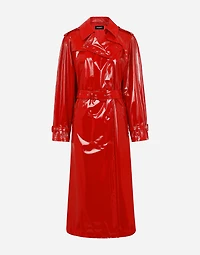 Patent leather trench coat