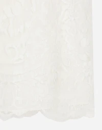 Short lace dress with satin neck