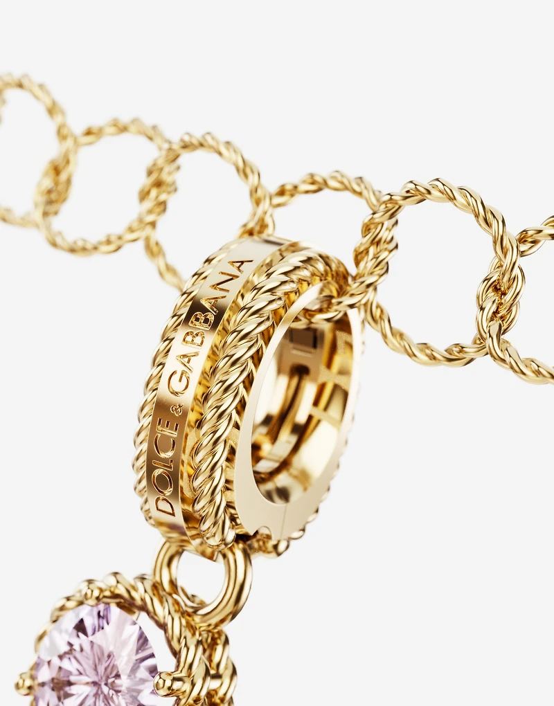 Charm F Lettering 18-carat yellow gold and multicolored gems