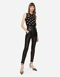 Faux leather jeans with zipper