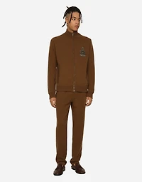 Wool and cashmere knit zip-up sweater with DG patch