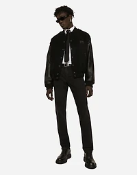 Slim fit stretch denim jeans with subtle abrasions