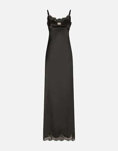 Long satin slip dress with the Dolce&Gabbana tag