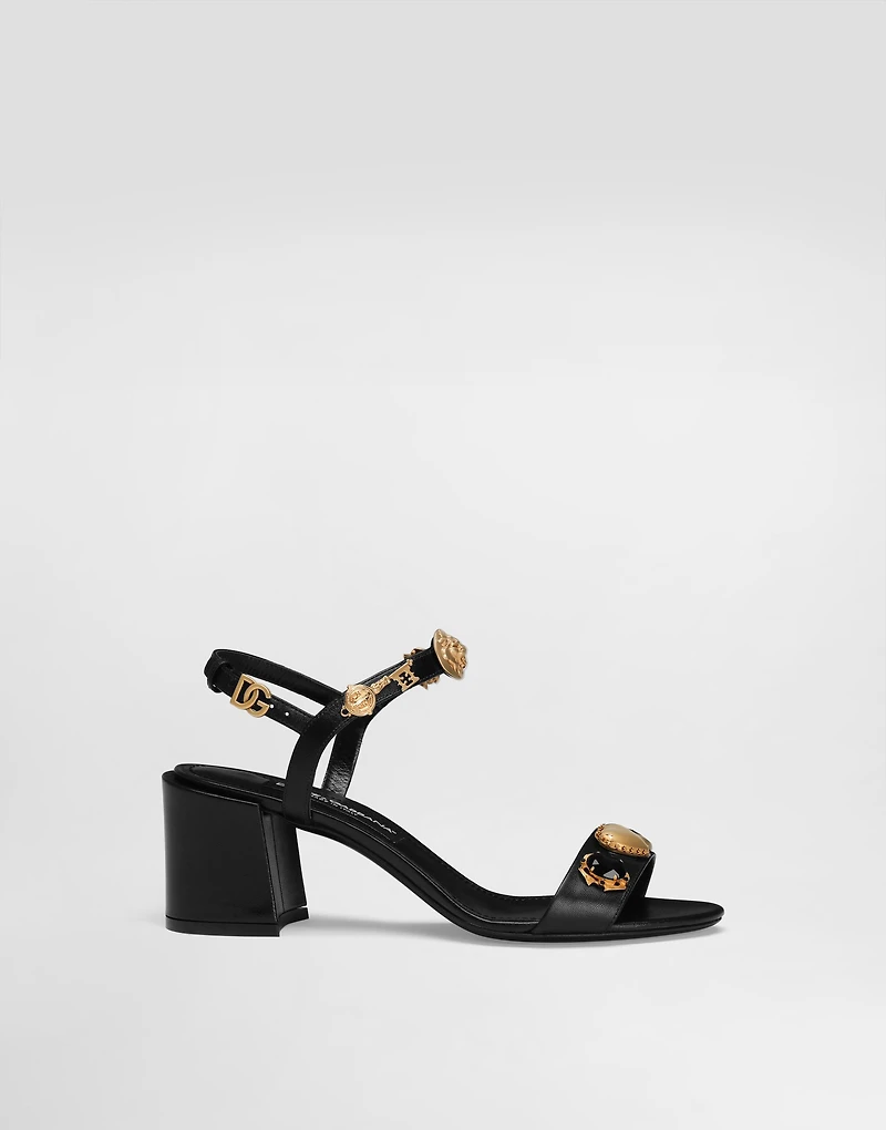 Sandals with embroidery and stones