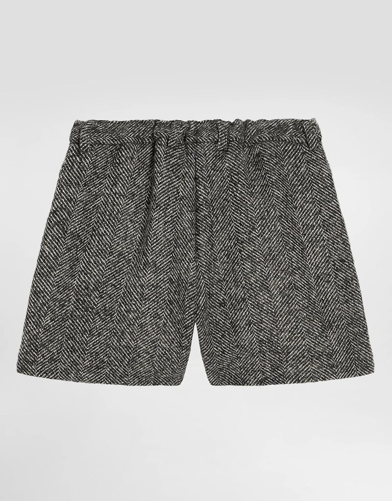 Wool blend chevron shorts