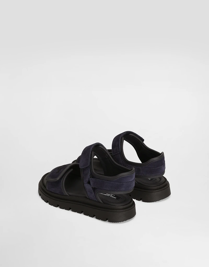 Split leather sandals with Dolce&Gabbana logo print