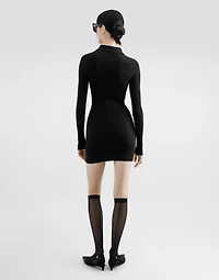 Ribbed wool polo-style sweater