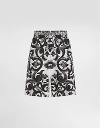 Majolica-print poplin trousers