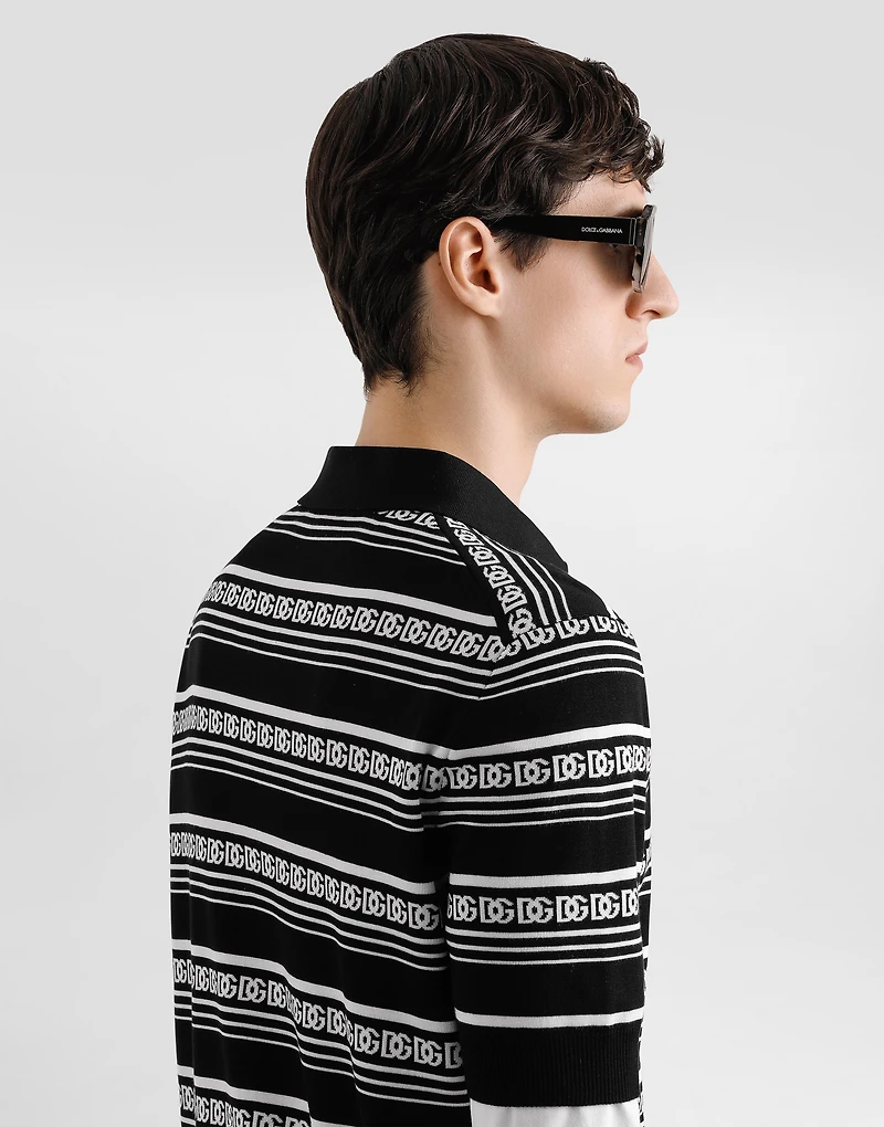 Silk polo shirt with logo