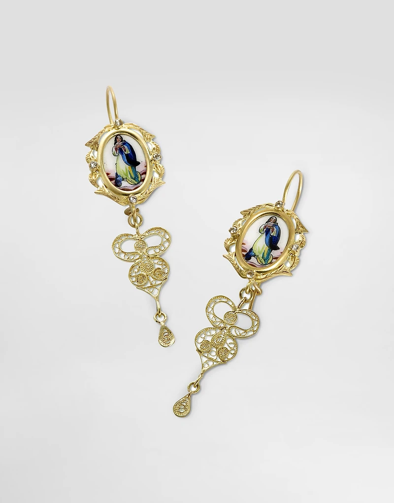 Sicily Earrings 18-carat yellow gold and colorless sapphires
