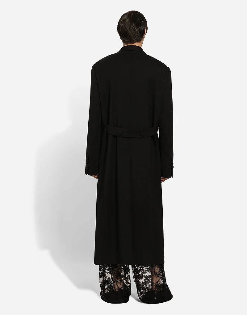 Single-breasted double-face stretch wool coat