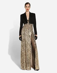 Long sequined dress with slit
