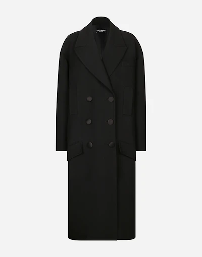 Oversize coat double wool crepe