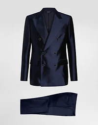 Shantung and mikado silk double-breasted suit
