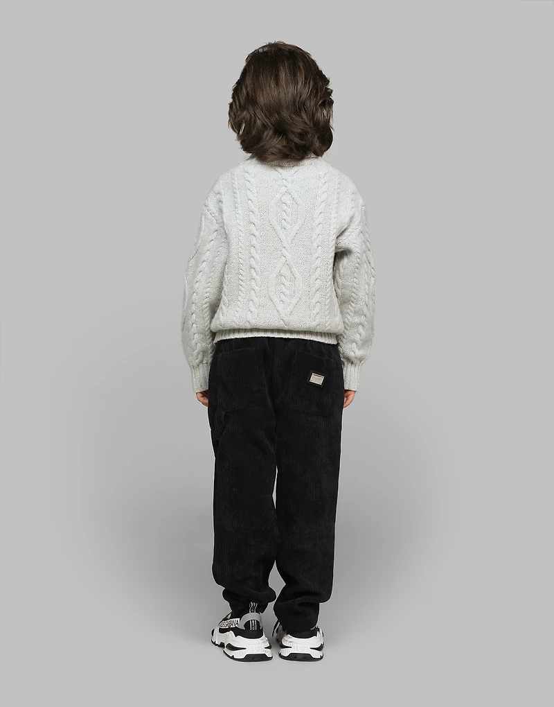 Wool cable-knit pullover with Dolce&Gabbana logo