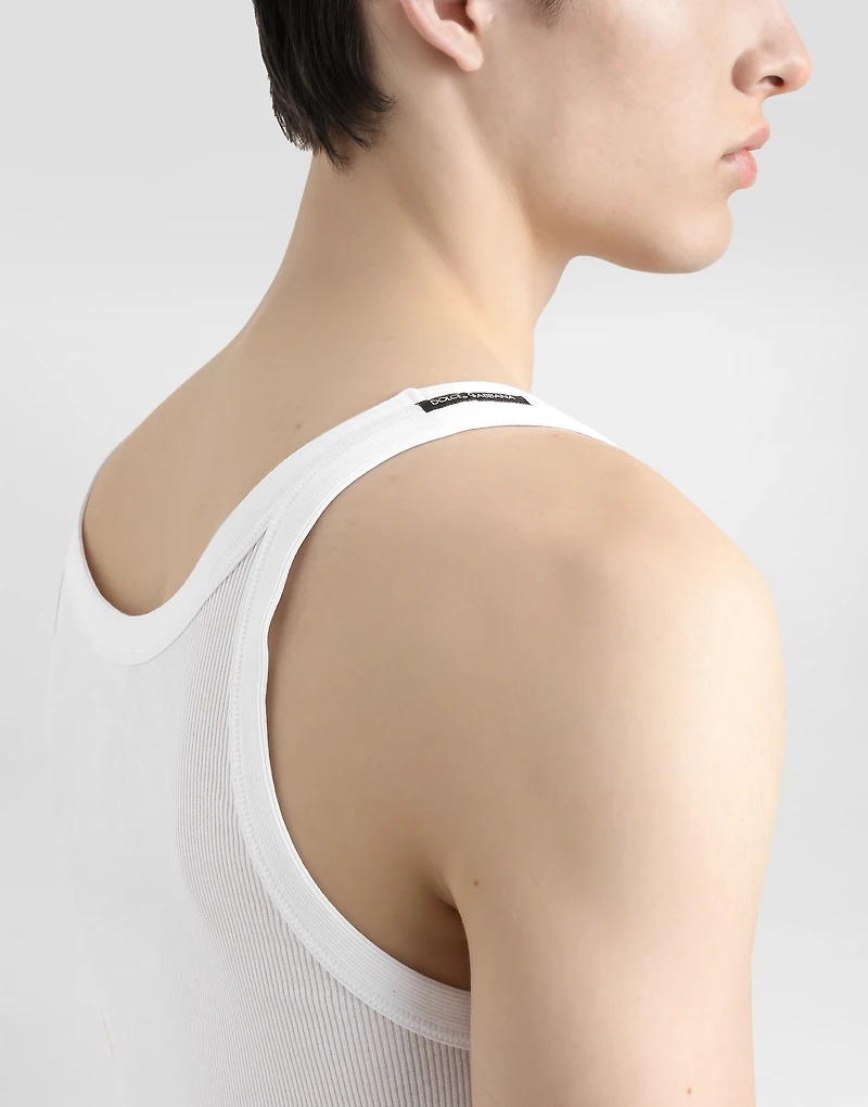 Fine-rib slim-fit singlet with embroidery