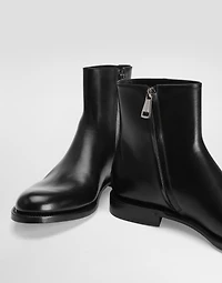 Brushed leather ankle boots