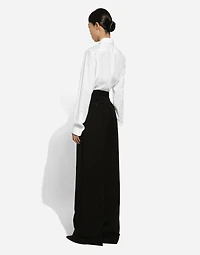 Flared wool gabardine pants