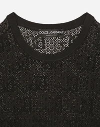 Lace-stitch viscose sweater with jacquard DG logo
