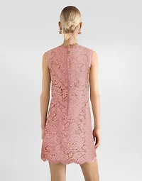 Sleeveless floral lace A-line dress with DG logo