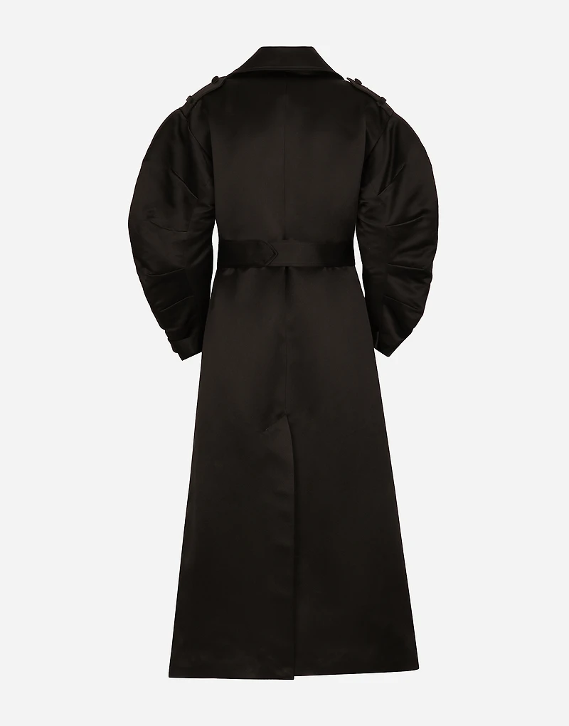 Duchesse trench coat with gathered sleeves