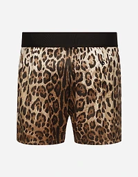 Leopard-print silk shorts