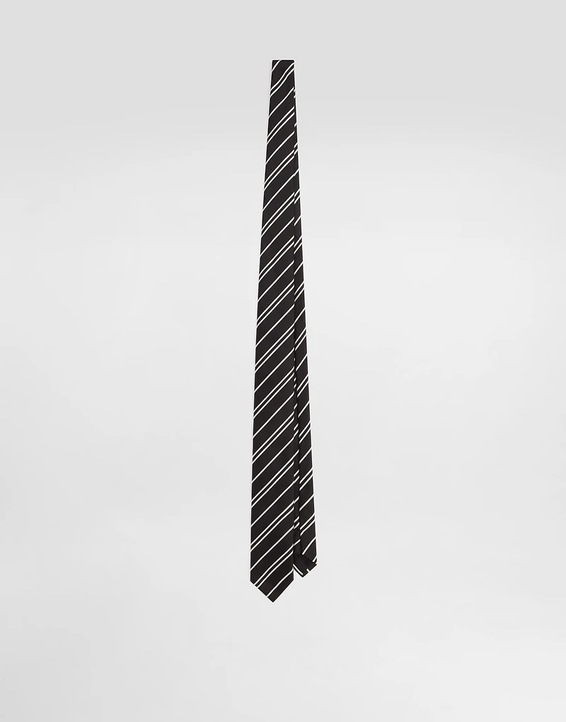 Striped jacquard tie